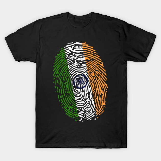 Fingerprint India Flag T-Shirt by remixer2020